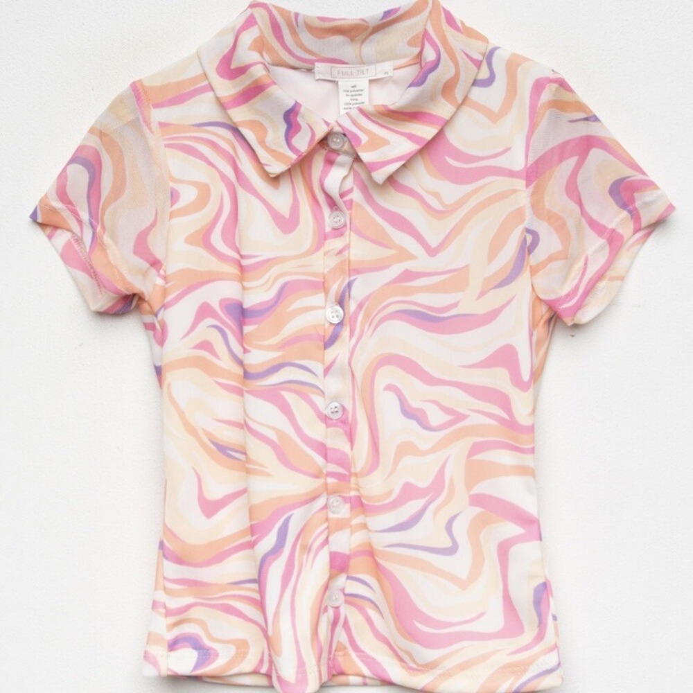 Full Tilt Marble Swirl Girls Oversized Mesh Shirt XL New with Tags Semi Sheer